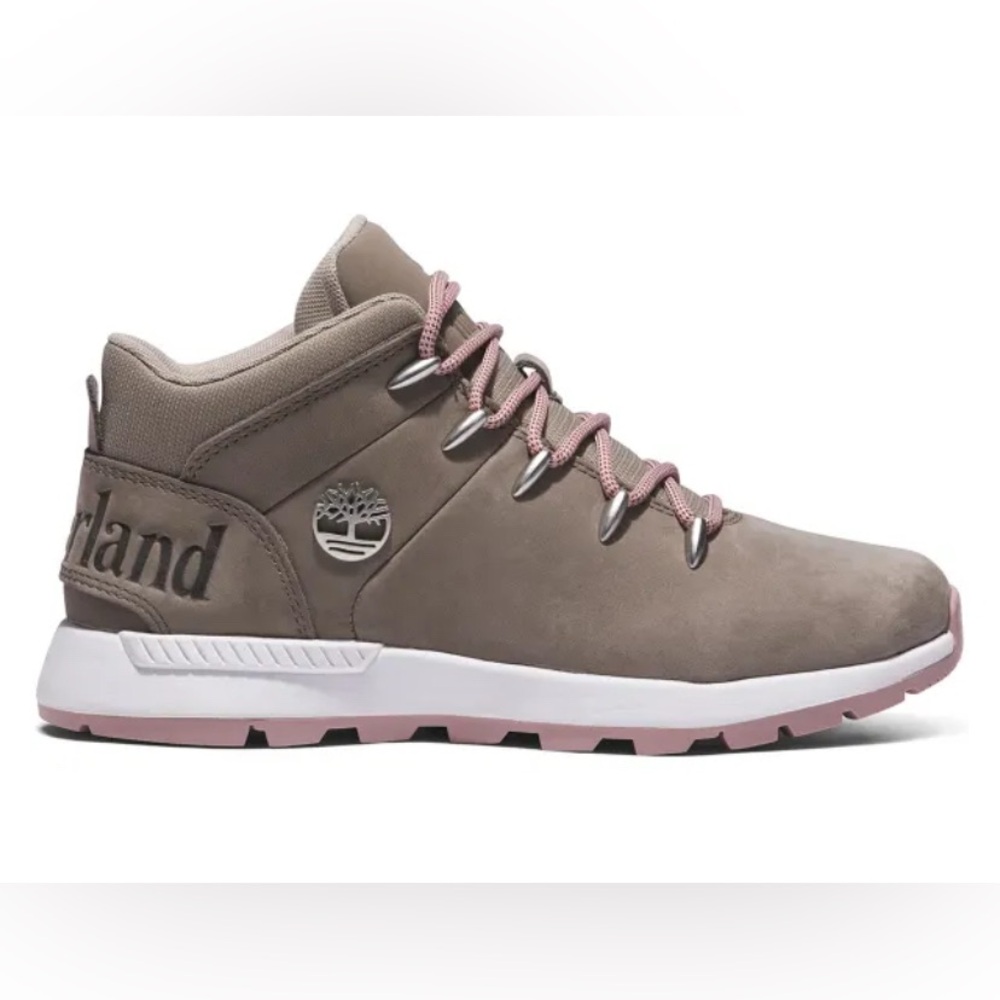 Timberland SPRINT TREKKER MID Womens Sz 8.5 Tan Grey Nubuck Shoes Hiking Boots